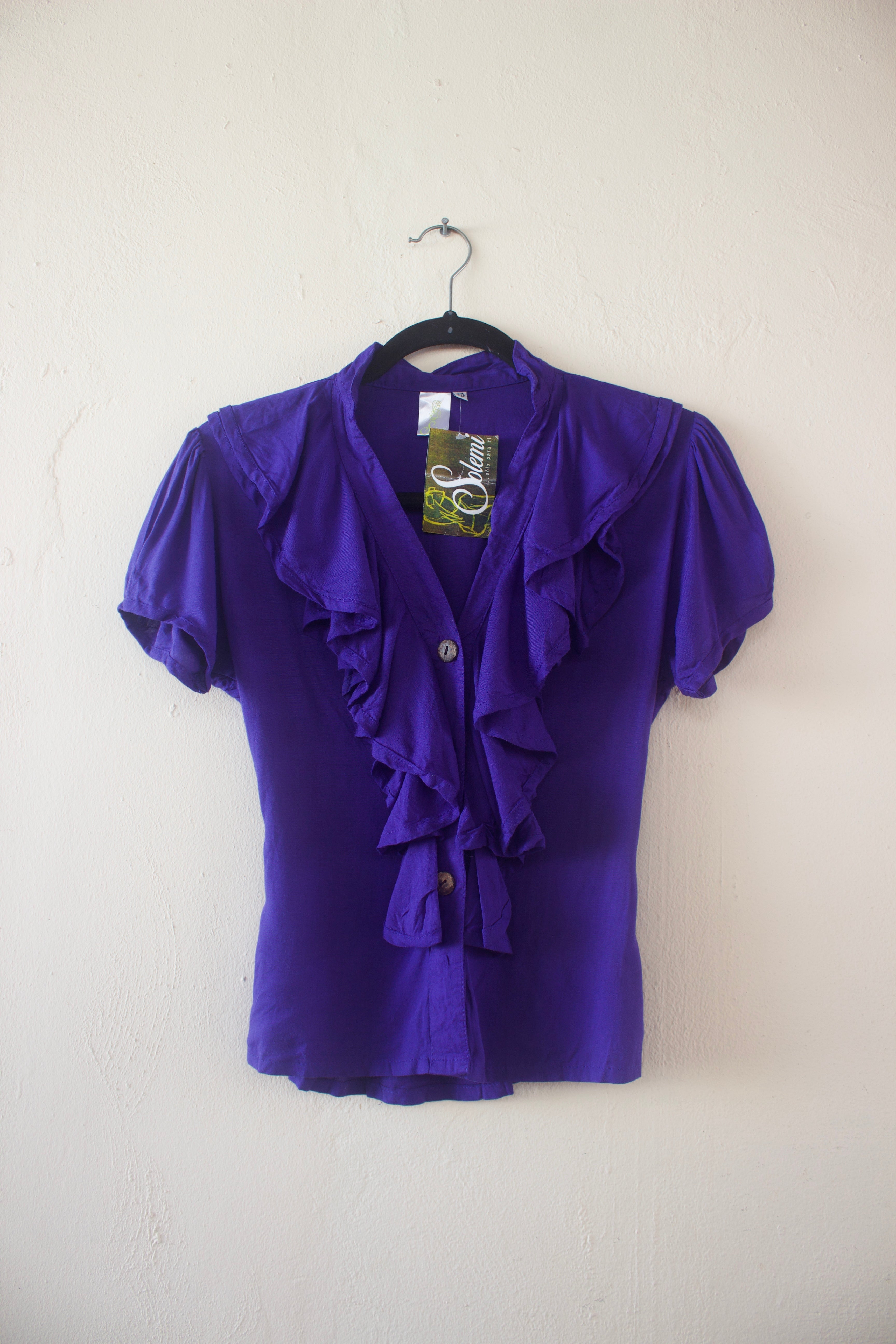Purple Ruffled Buttoned Top
