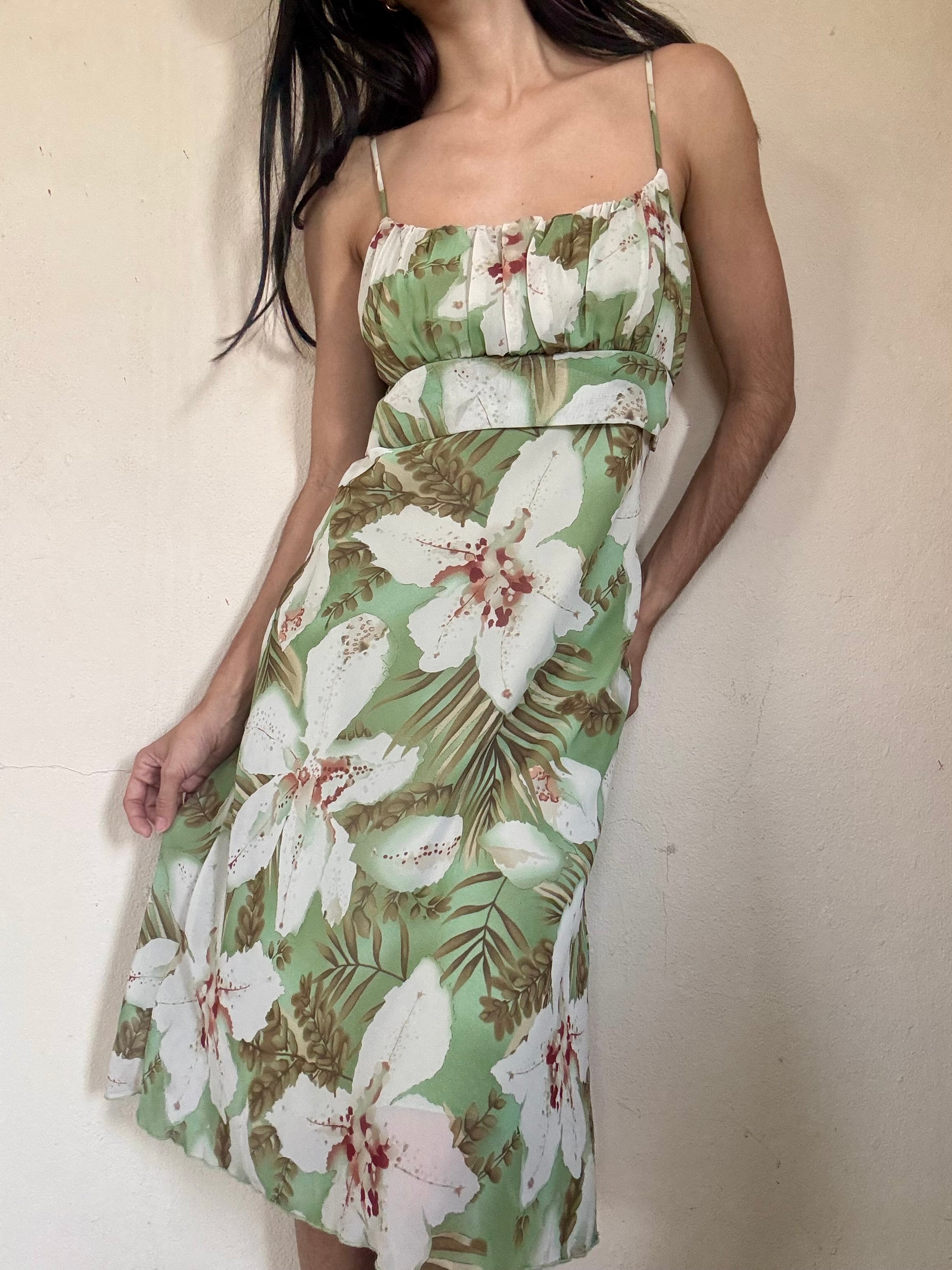 White Lilies Midi Dress