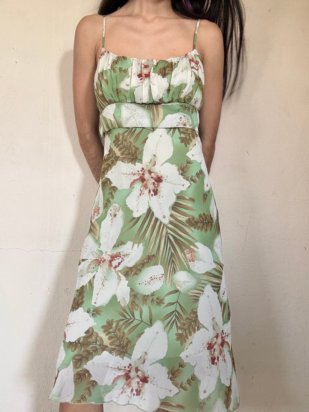 White Lilies Midi Dress