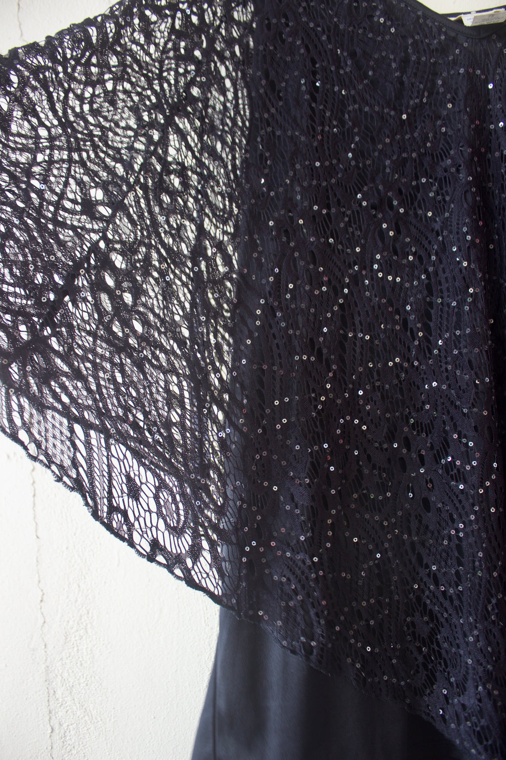 Sequins Black Poncho Top