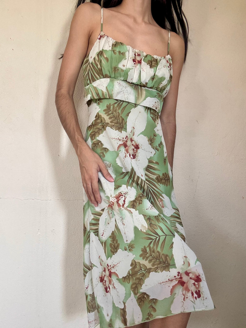 White Lilies Midi Dress