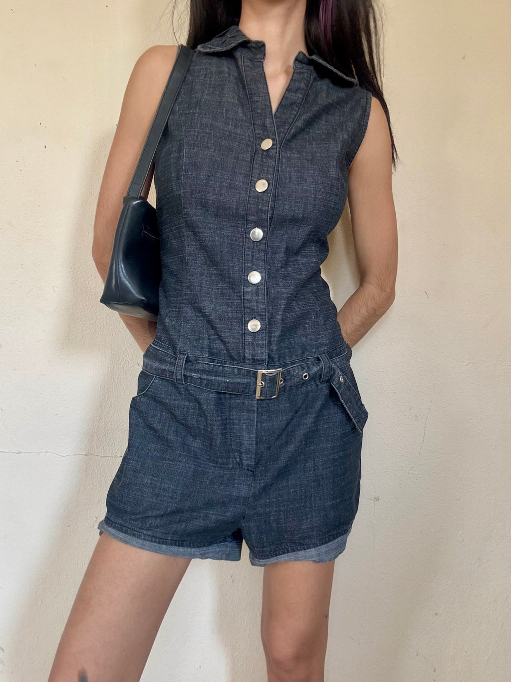 Denim Buttoned Romper