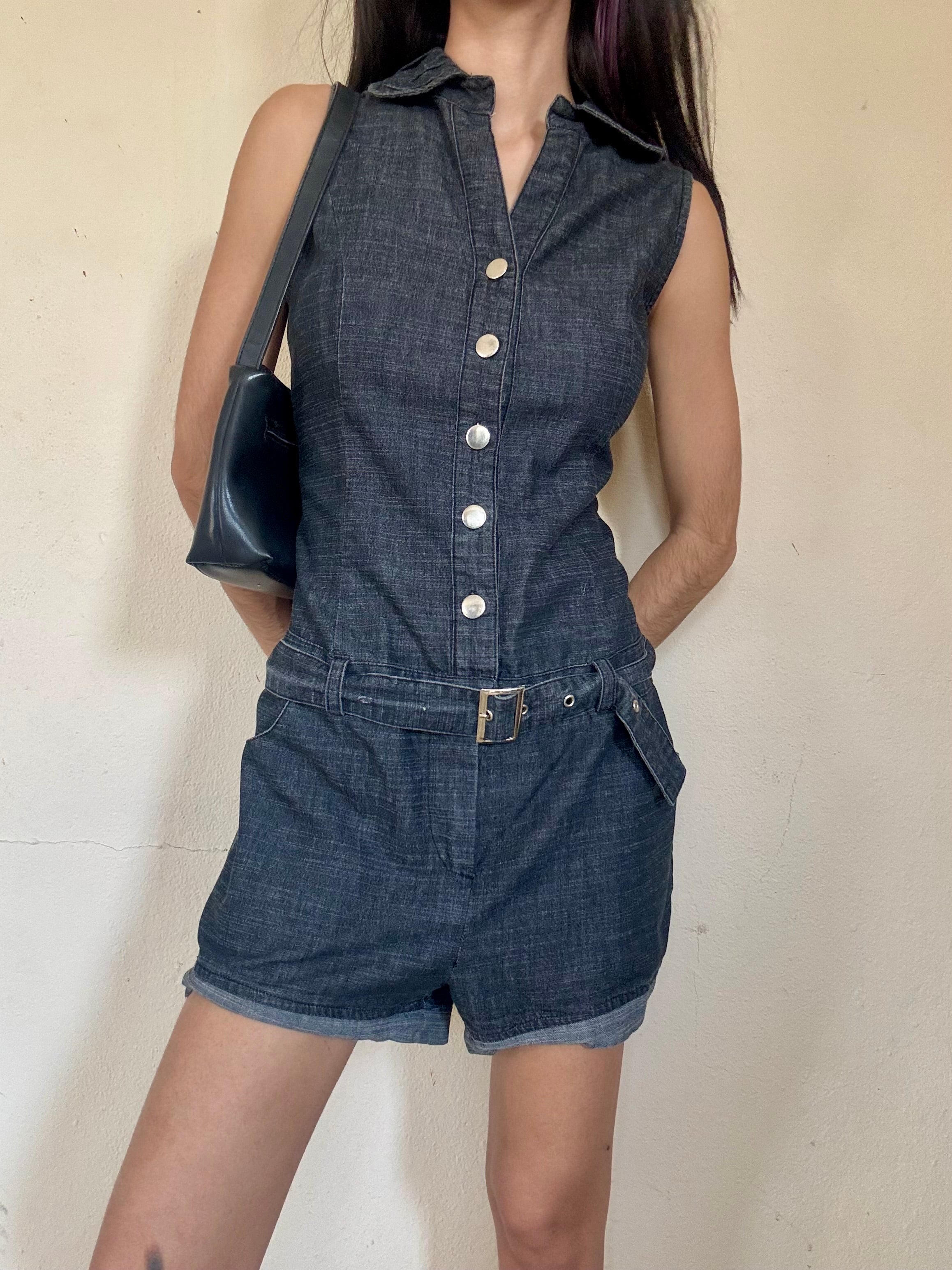 Denim Buttoned Romper