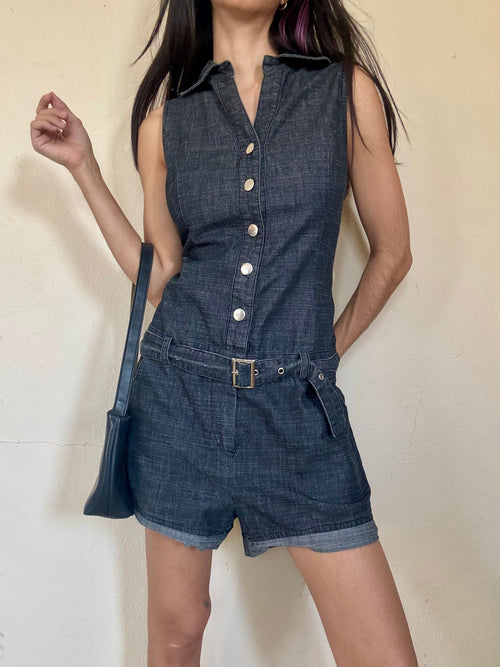 Denim Buttoned Romper