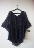 Sequins Black Poncho Top
