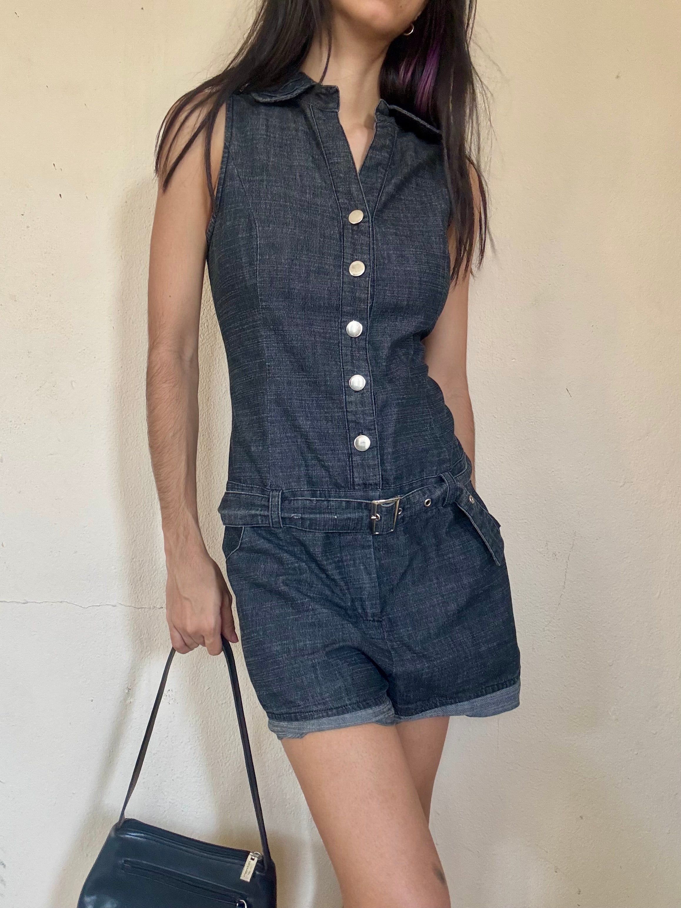 Denim Buttoned Romper