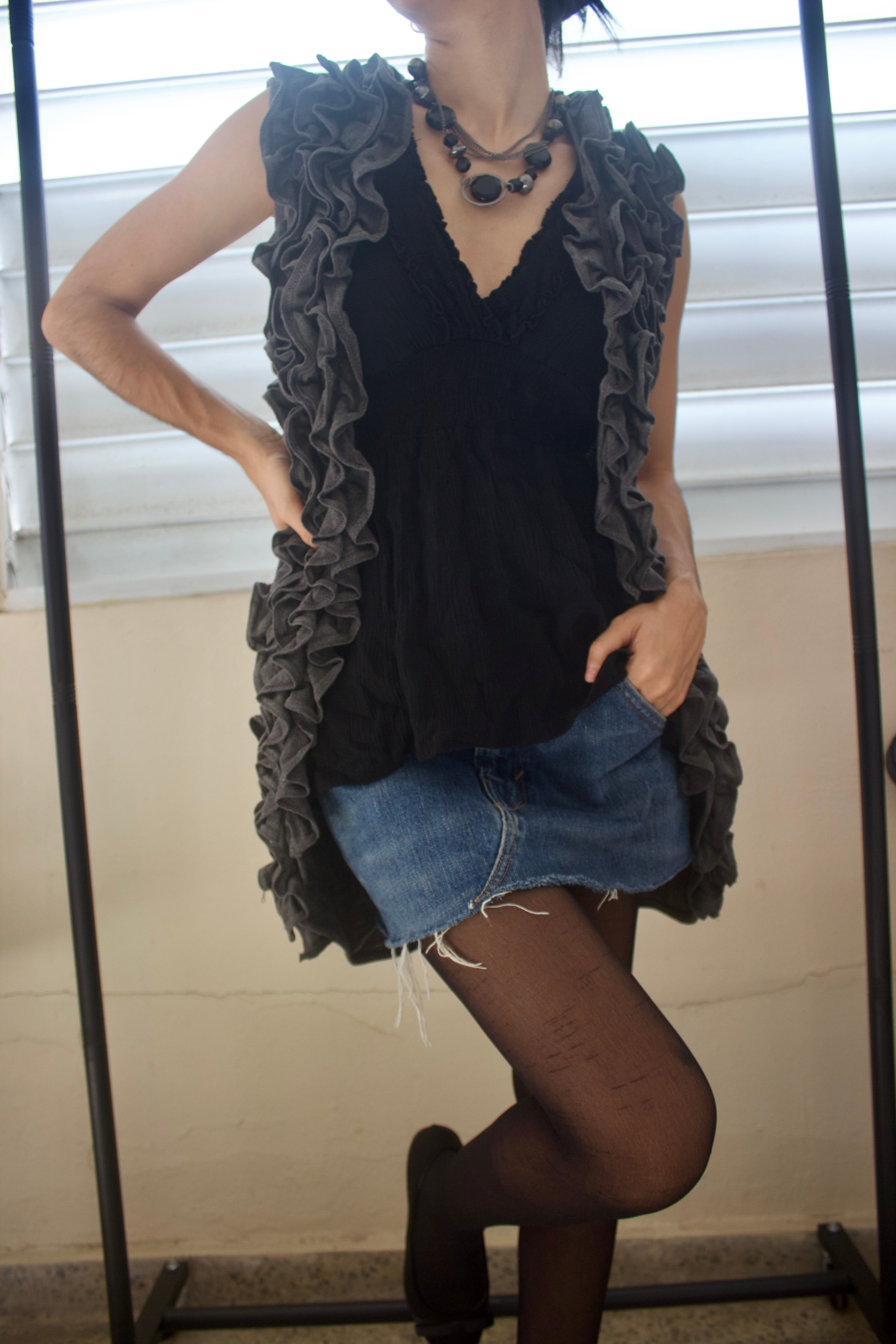 Gray Ruffled Vest