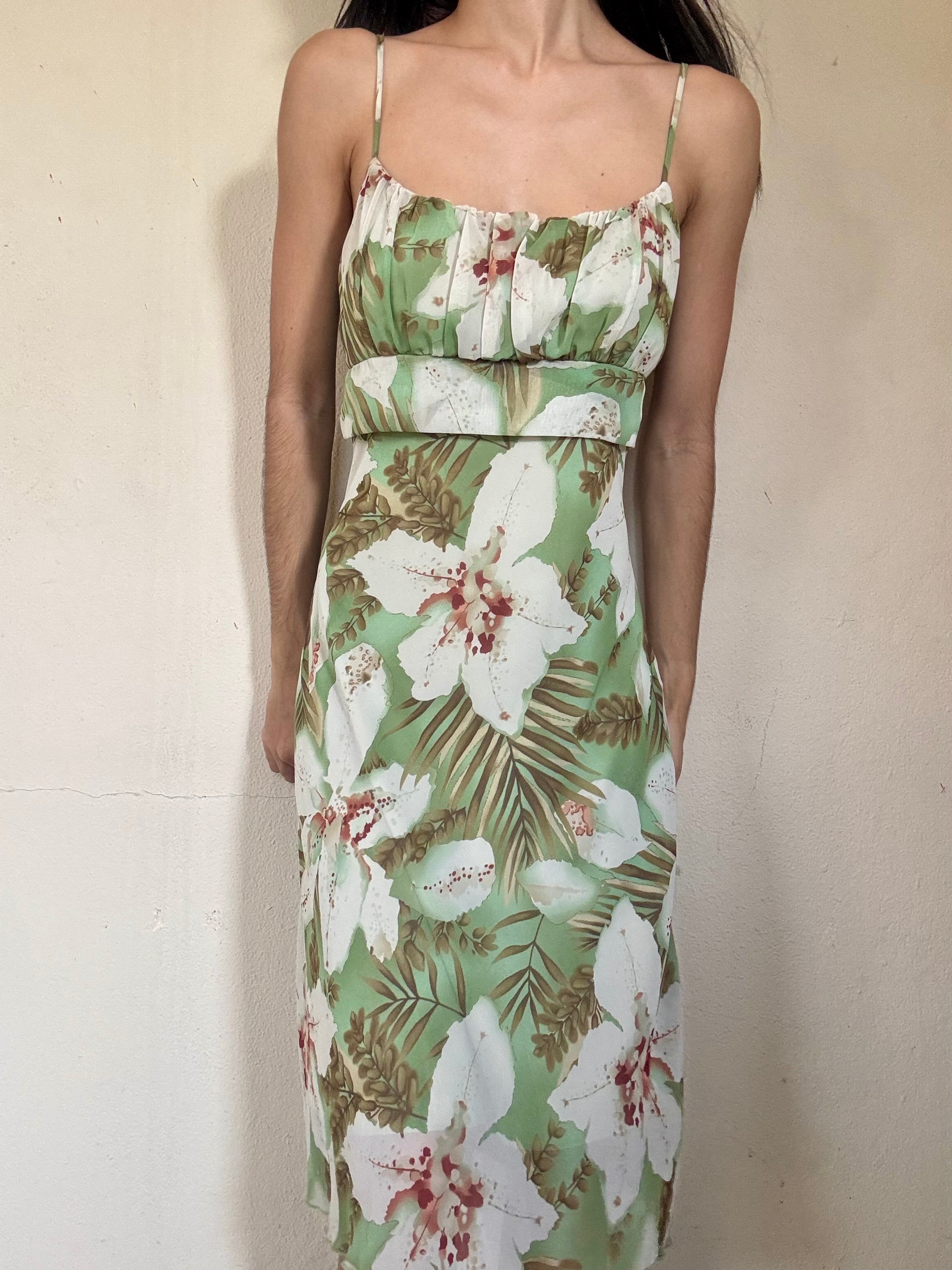 White Lilies Midi Dress