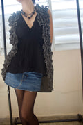Gray Ruffled Vest