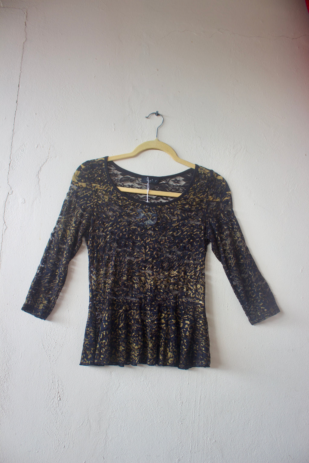 Lace Black & Gold Top
