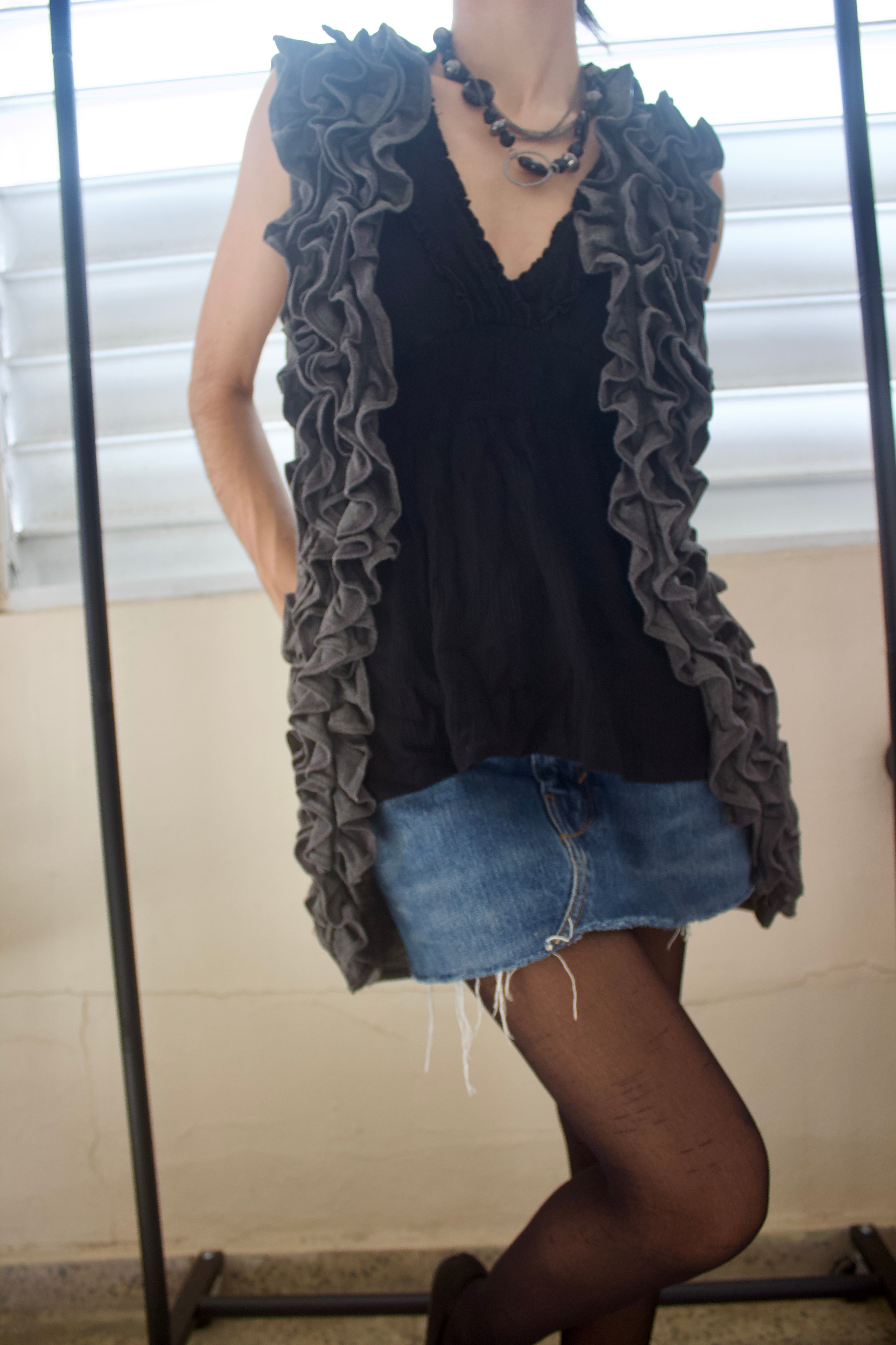Gray Ruffled Vest