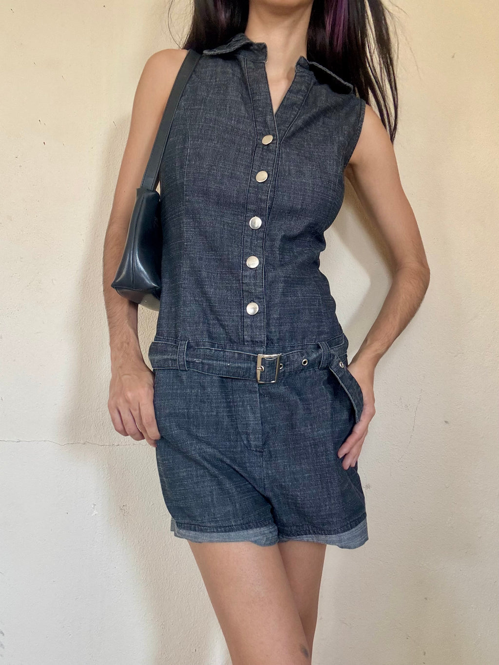 Denim Buttoned Romper