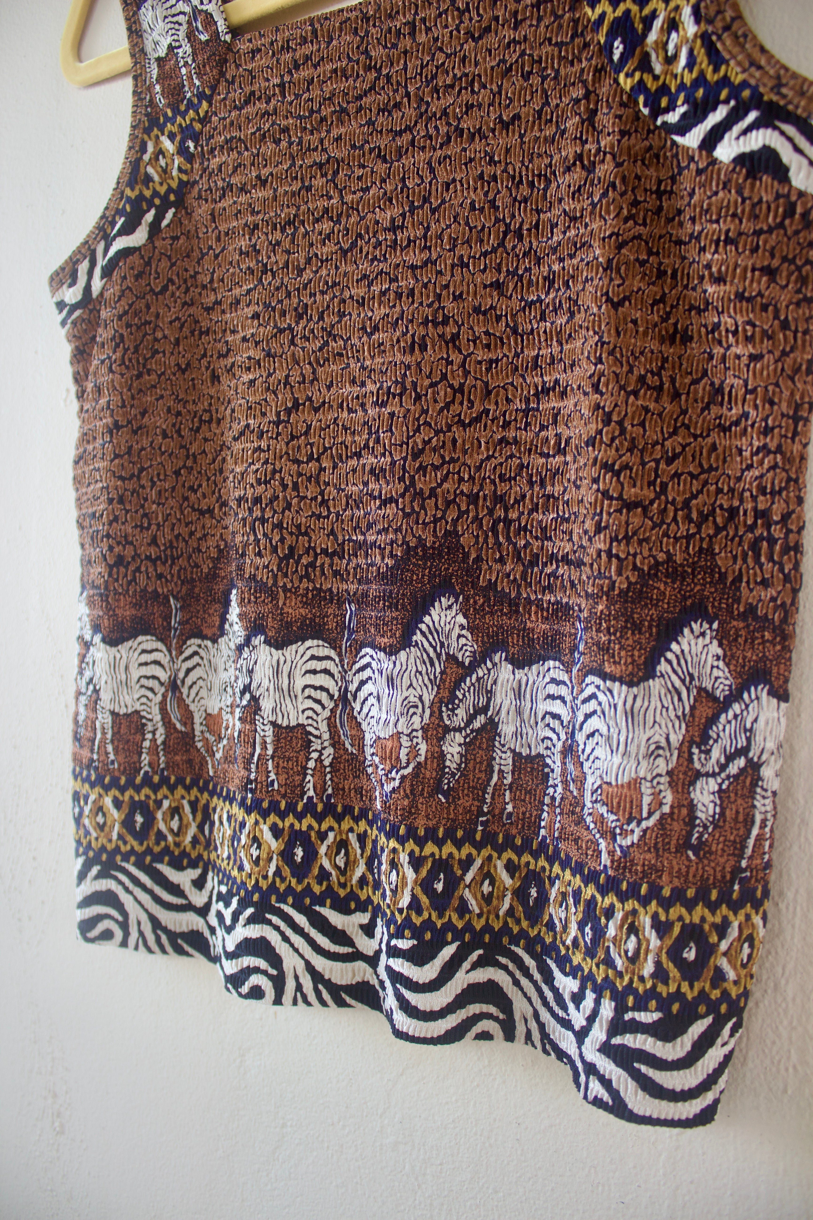 Short Sleeve Animal Print Top