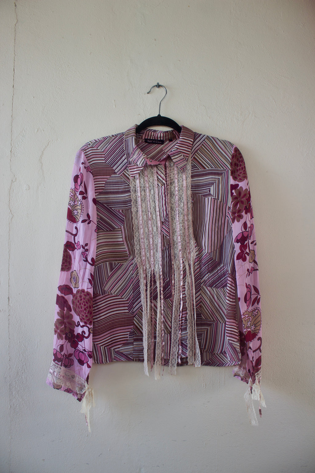Long Sleeve Buttoned Blouse with Lace Details