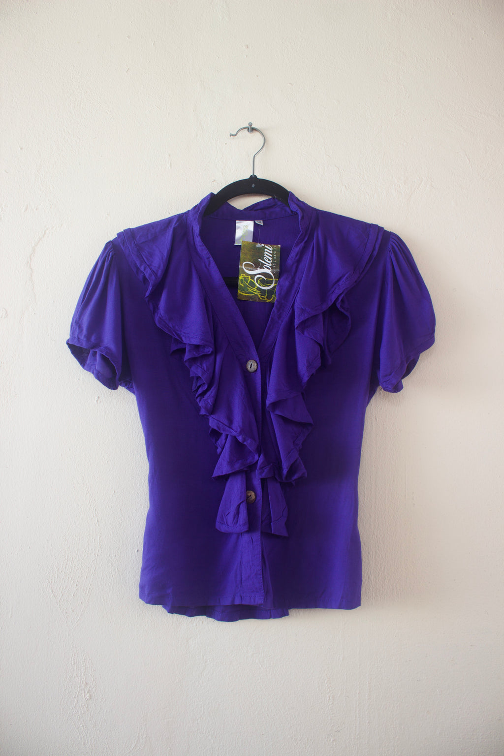 Purple Ruffled Buttoned Top