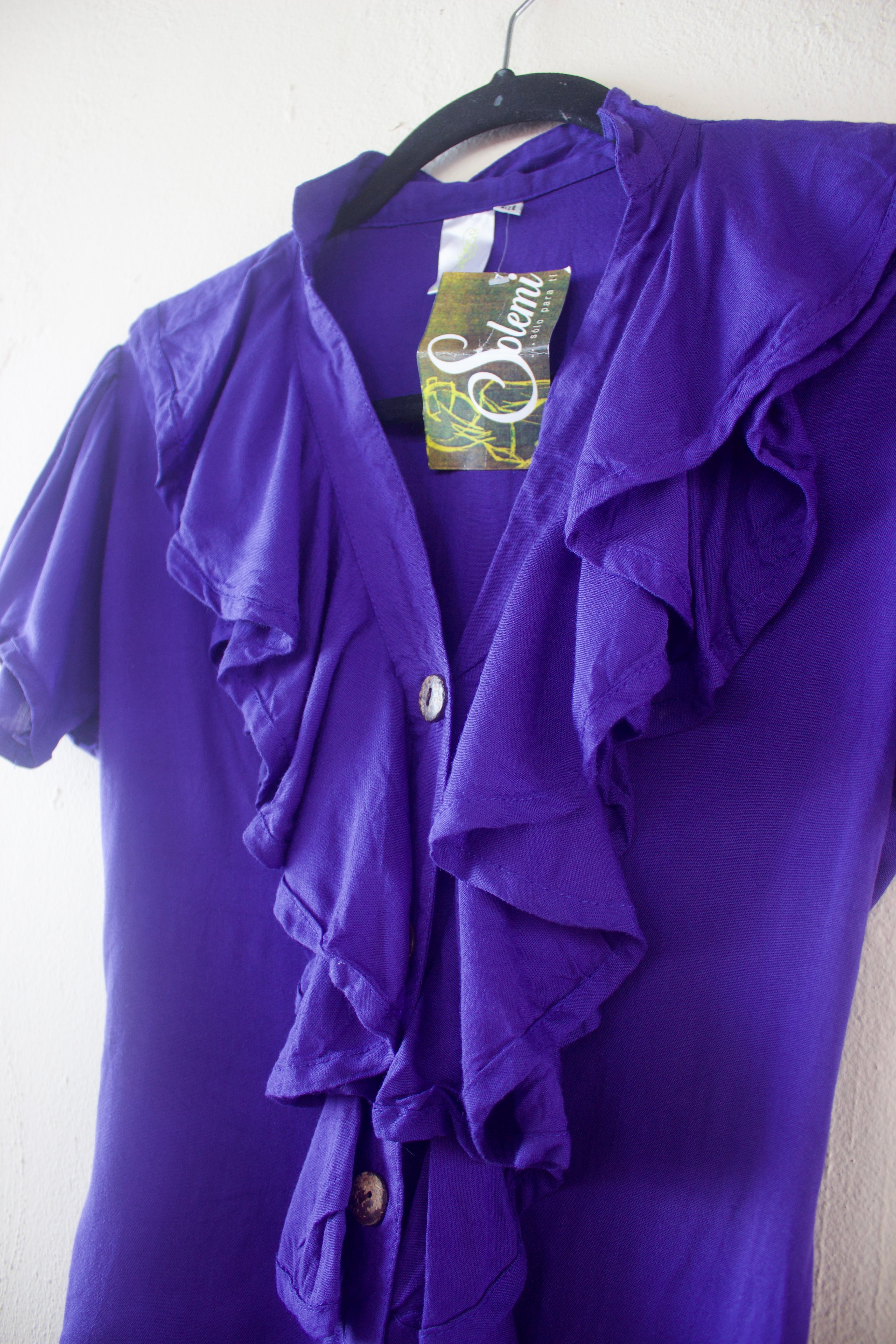 Purple Ruffled Buttoned Top