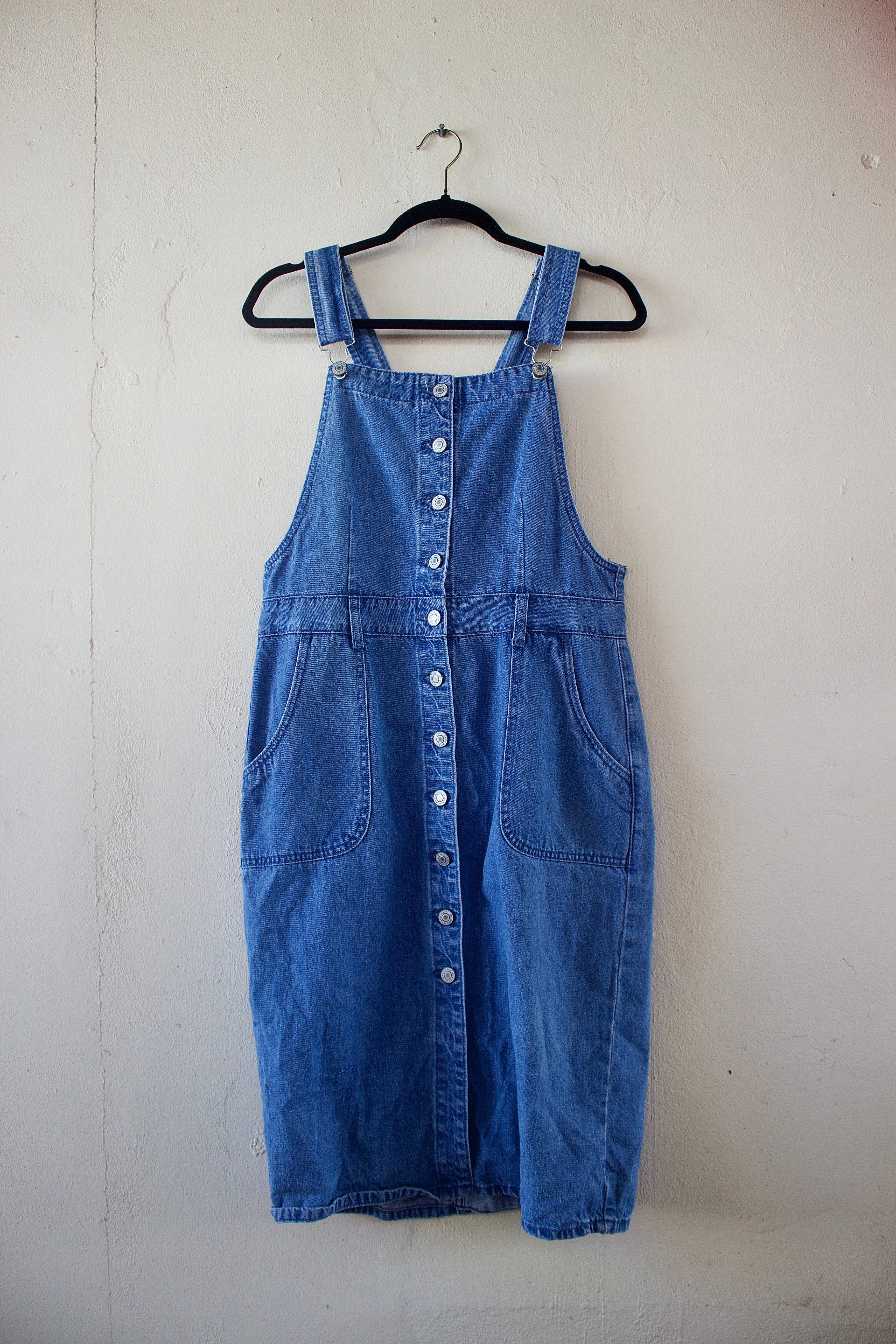 Denim Buttoned Overall Dress