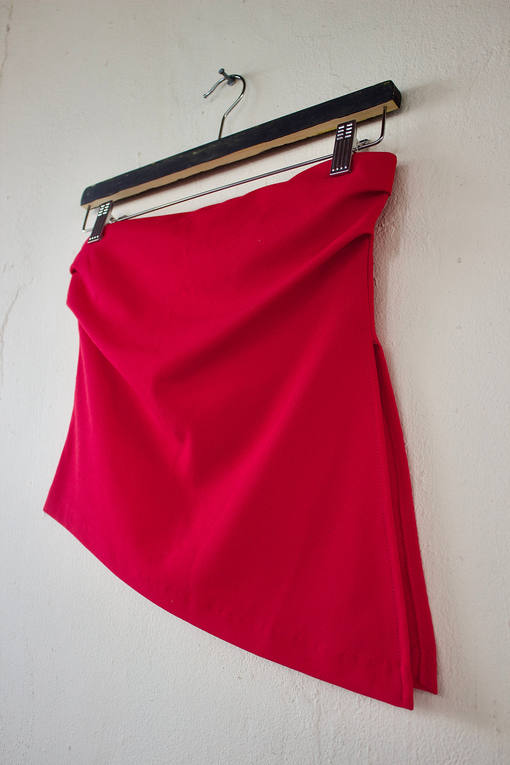 Asymmetrical Red Strapless Top