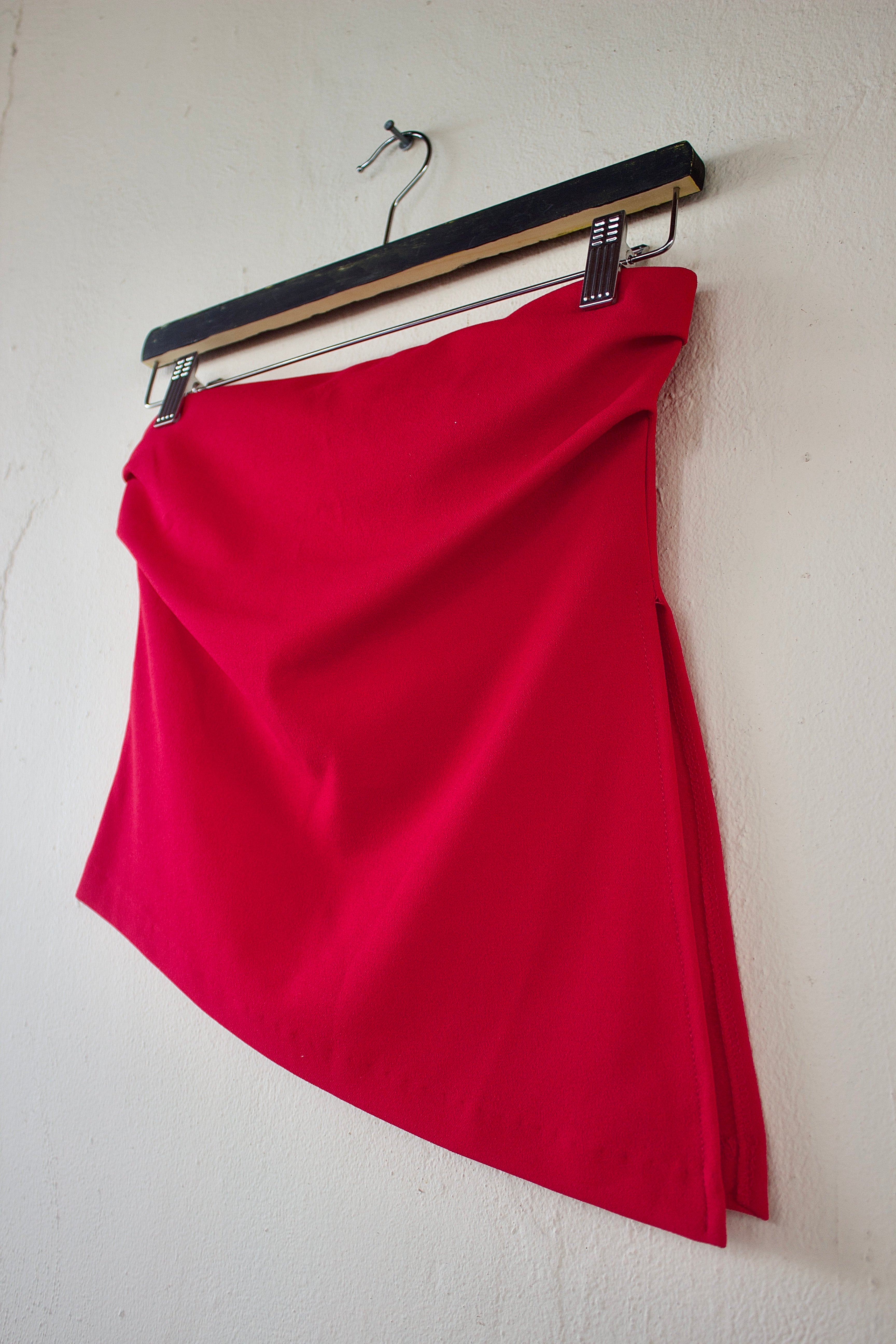 Asymmetrical Red Strapless Top